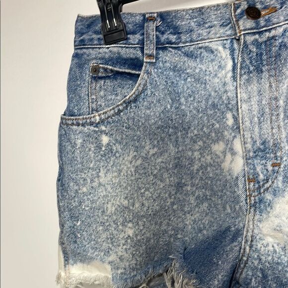 Gitano Blue Distressed Jean Shorts with Frayed Hem - Picture 3 of 7